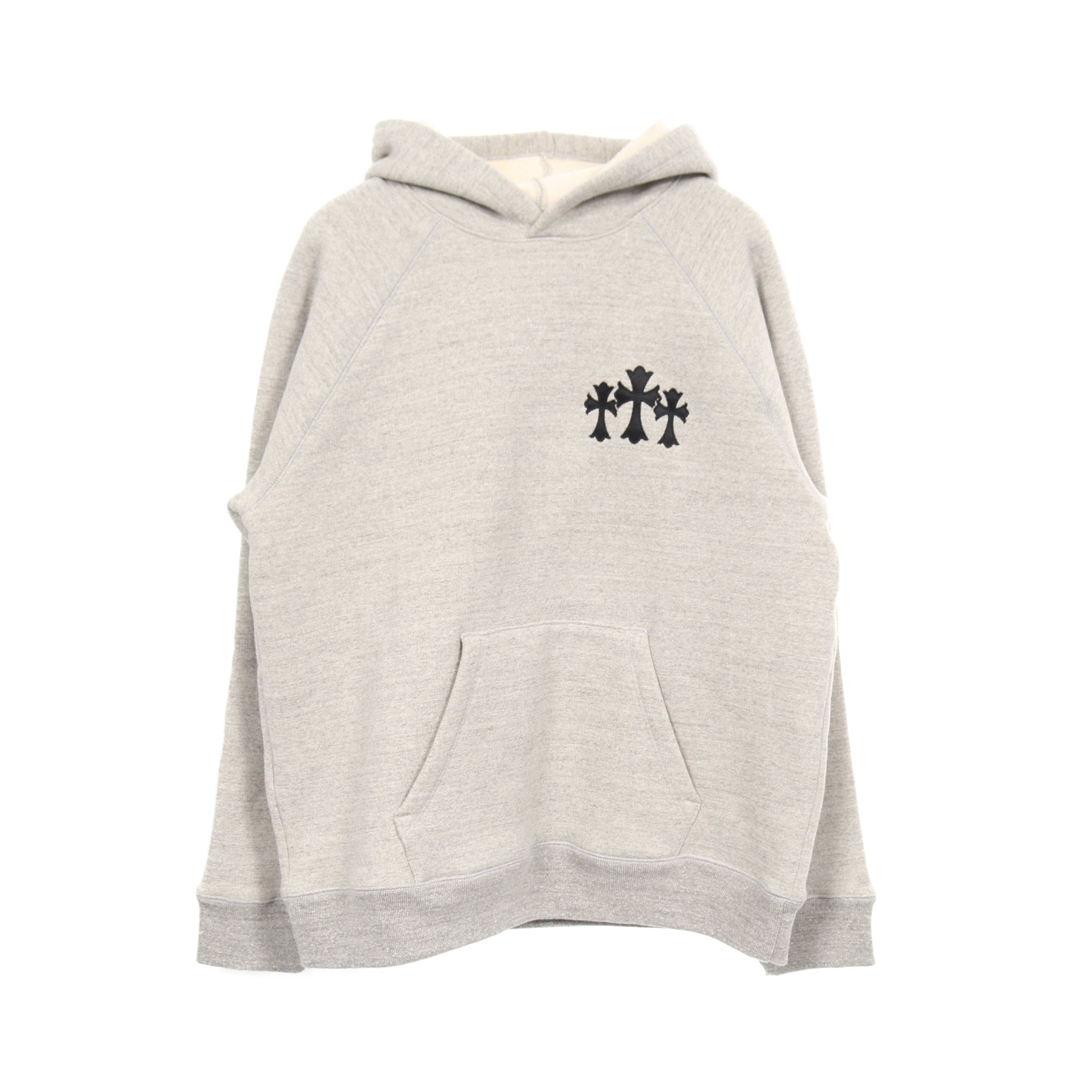 クロスパッチ CHロゴ刺繍 プルオーバーパーカー コットン グレー