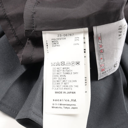 プリーツ ワイドパンツ ウール グレー サカイ ボトムス sacai