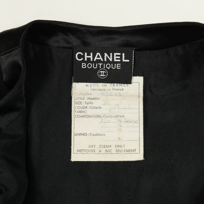 カメリアボタン ワンピース 長袖 ウール ブラック リボン付き シャネル ワンピース CHANEL