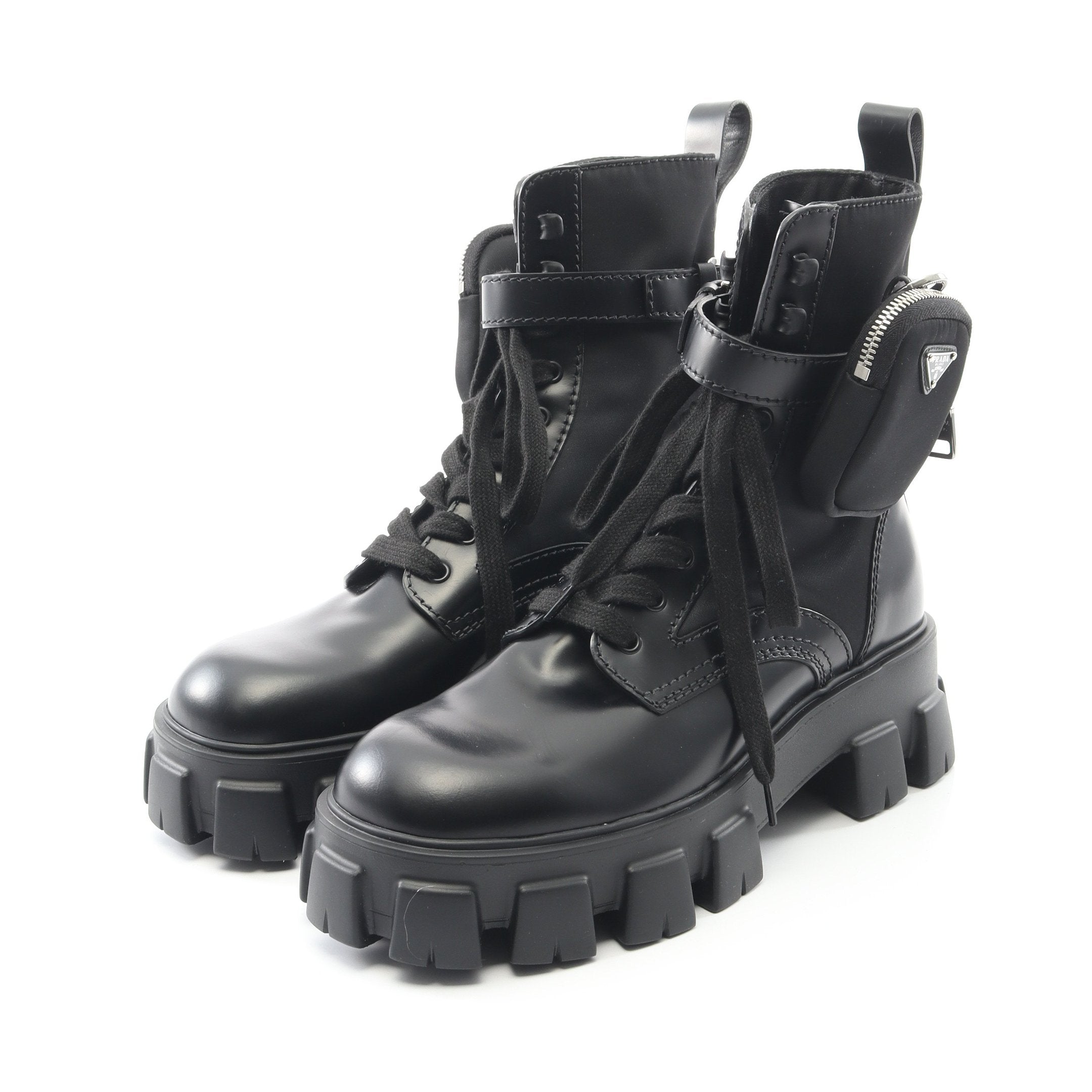 Re-Nylon モノリス ブーツ ナイロン レザー ブラック プラダ – RECLO