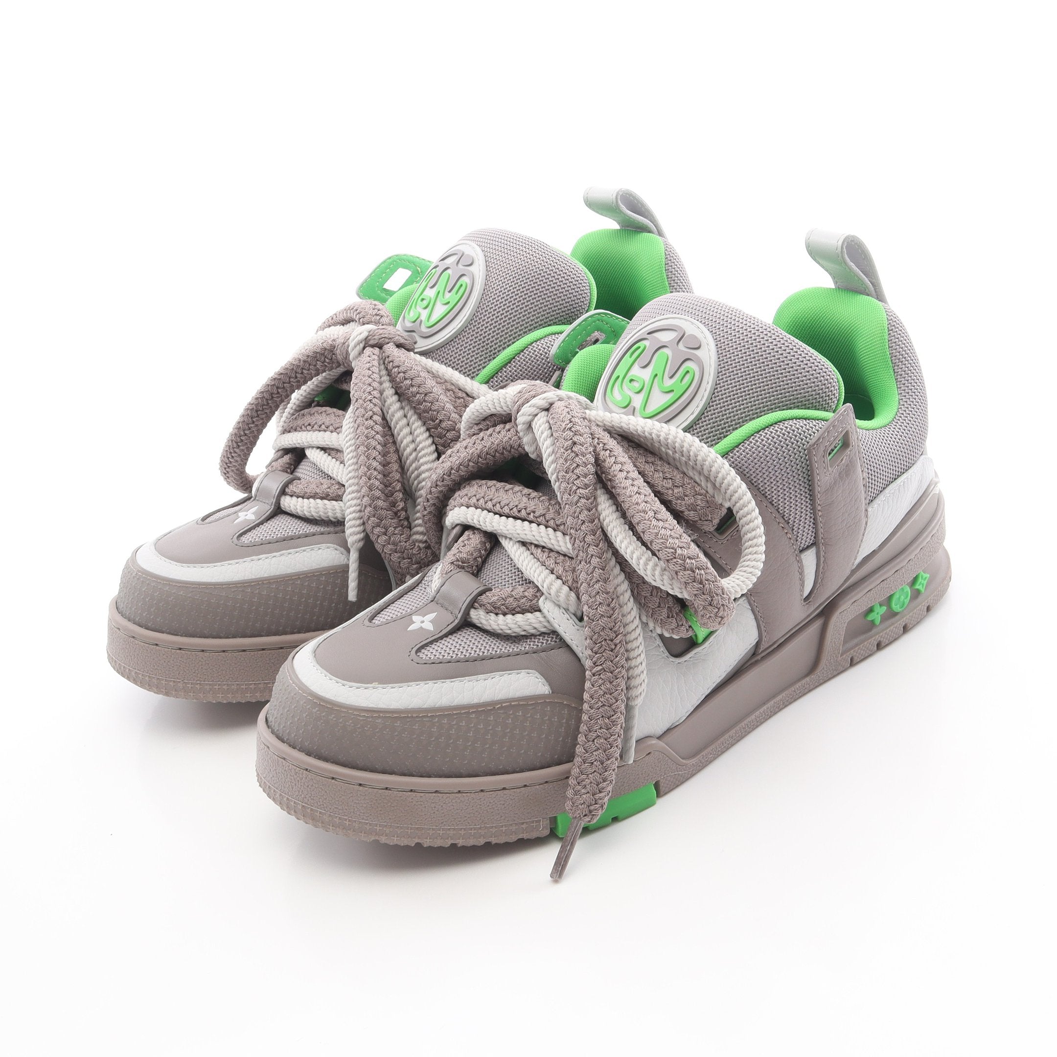 ルイ・ヴィトン LOUIS VUITTON スケートライン スニーカー 靴 レザー ファブリック メンズ グレー系 / グリーン系 1ABZ4R 【中古】 LVスケートライン スニーカー レザー ファブリック グレー グリーン