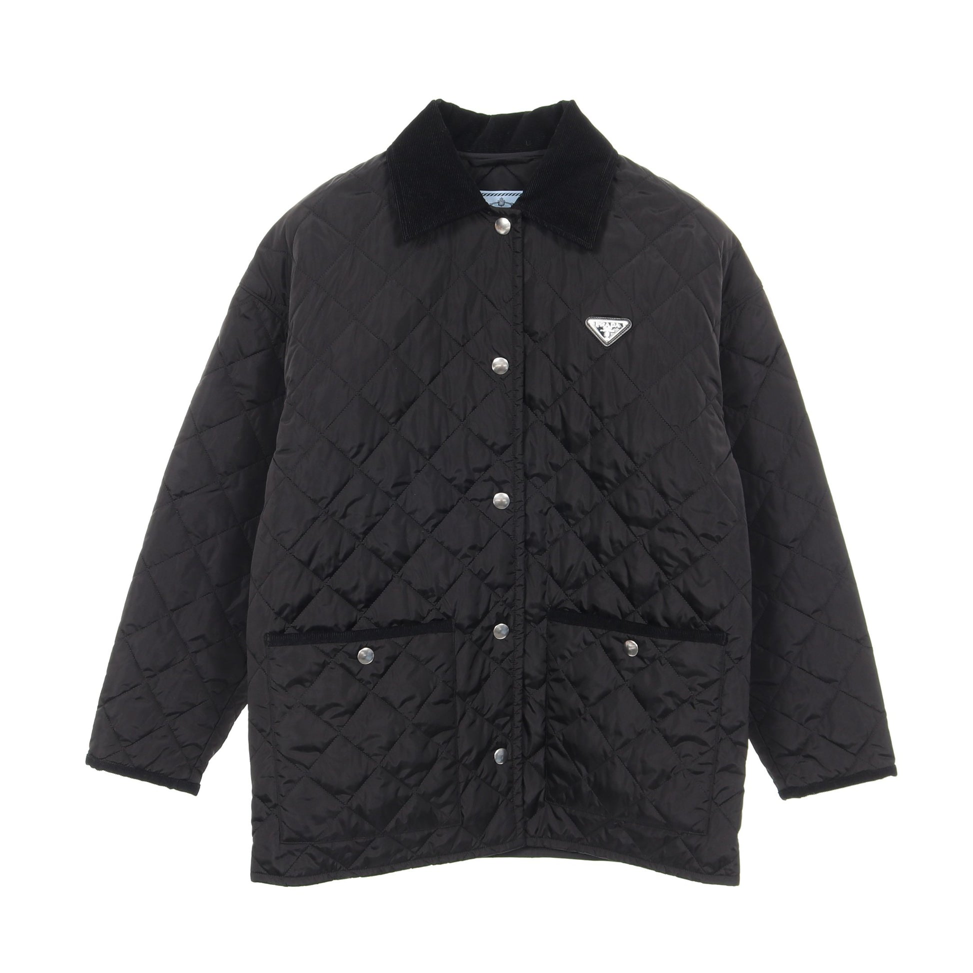 Re-Nylon キルティングジャケット ナイロン ブラック 三角プレート プラダ アウター PRADA