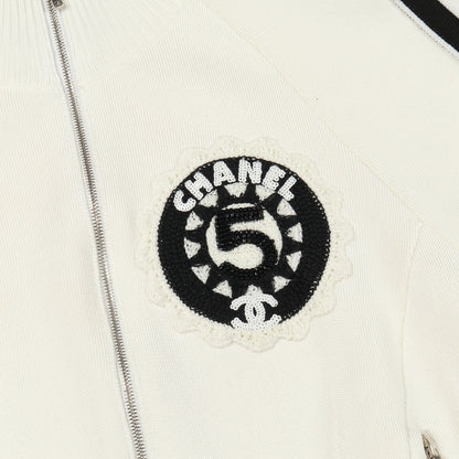 ココマーク ワッペン ジャケット スパンコール ビーズ ビスコース ホワイト シャネル アウター CHANEL