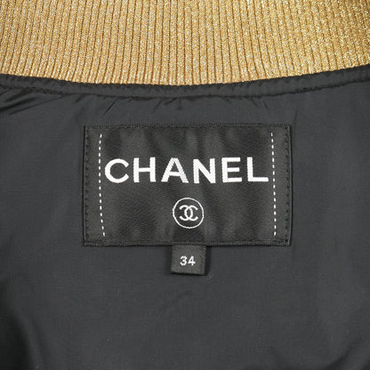 キルティング ダウンジャケット ナイロン ブラック ゴールド シャネル アウター CHANEL