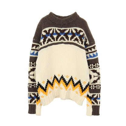 Nordic Knit Pullover ニット ウール オフホワイト ブラウン サカイ トップス sacai