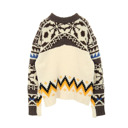 Nordic Knit Pullover ニット ウール オフホワイト ブラウン サカイ トップス sacai