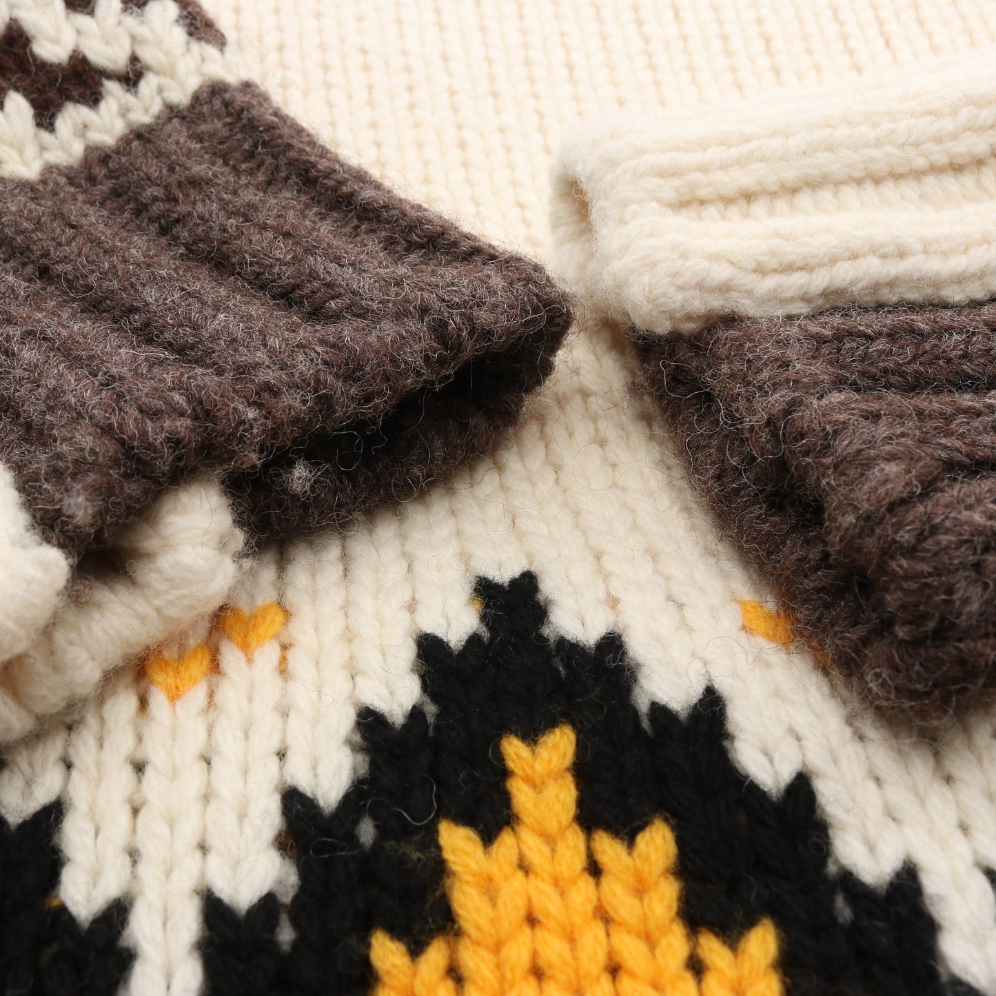 Nordic Knit Pullover ニット ウール オフホワイト ブラウン サカイ トップス sacai