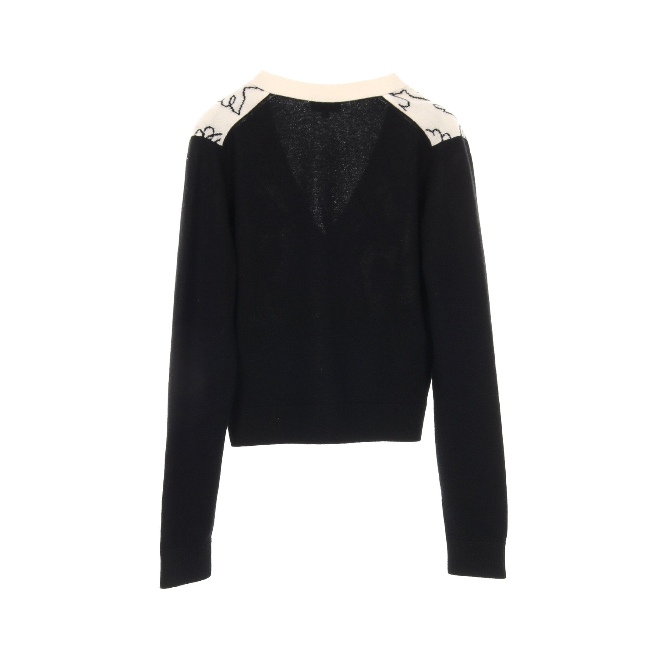 ココマークボタン ニット カーディガン Vネック 鳥 カシミヤ ホワイト