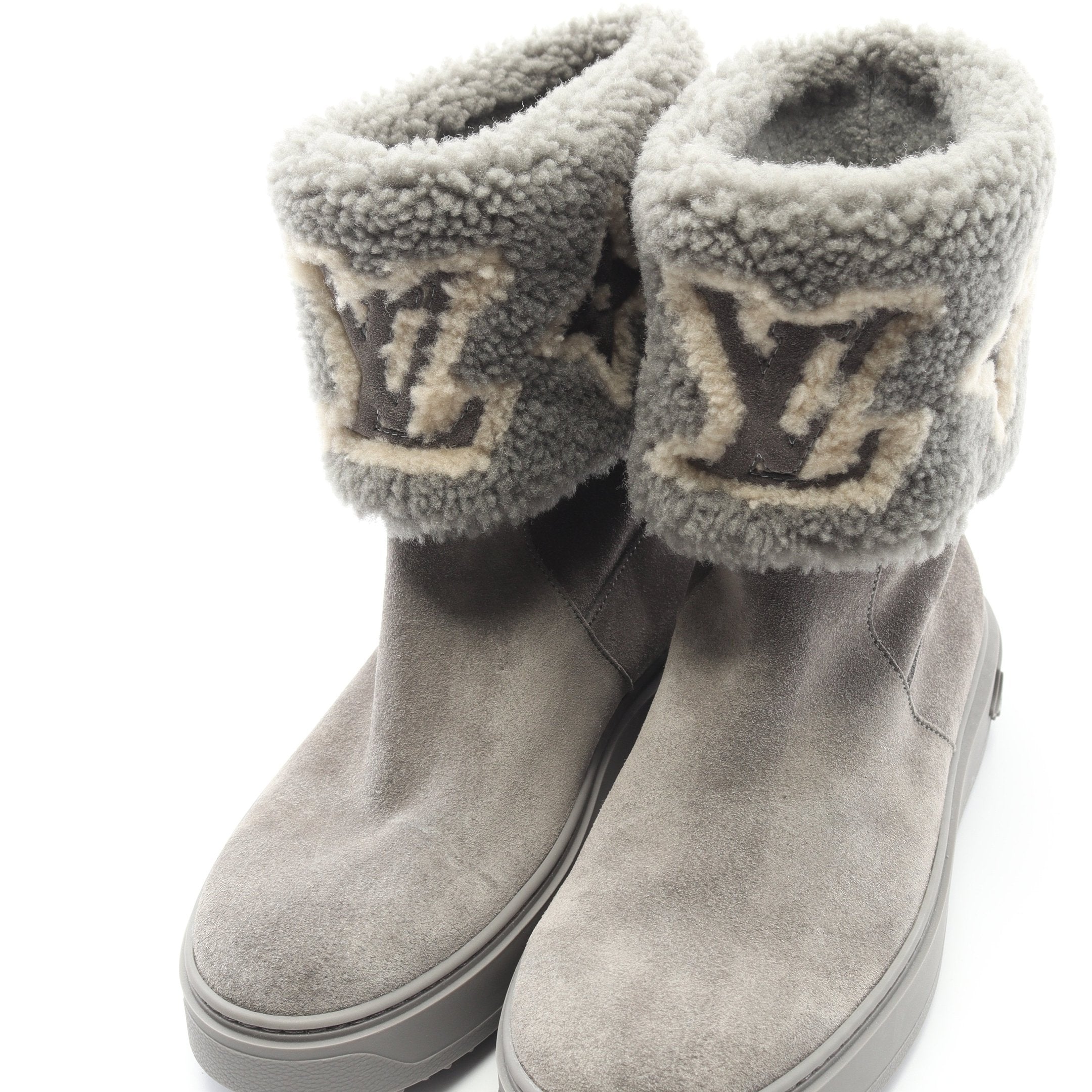 スノードロップライン ムートンブーツ スエード グレー ルイヴィトン