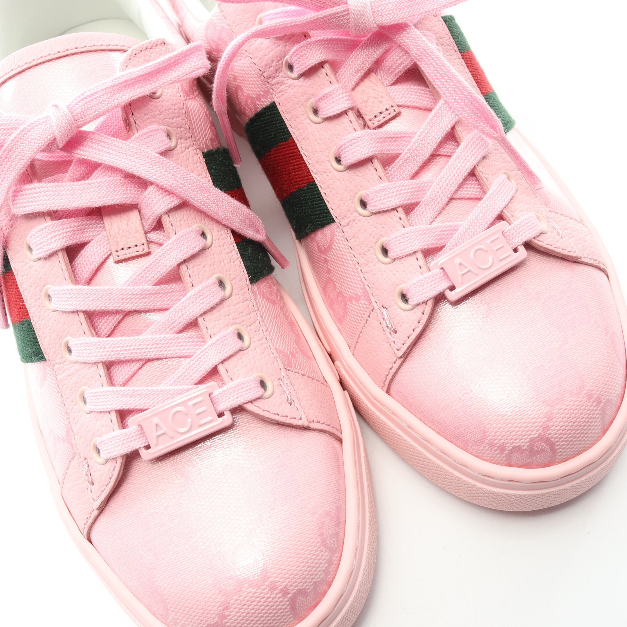 GGクリスタル ウェブ ストライプ スニーカー コーティングキャンバス