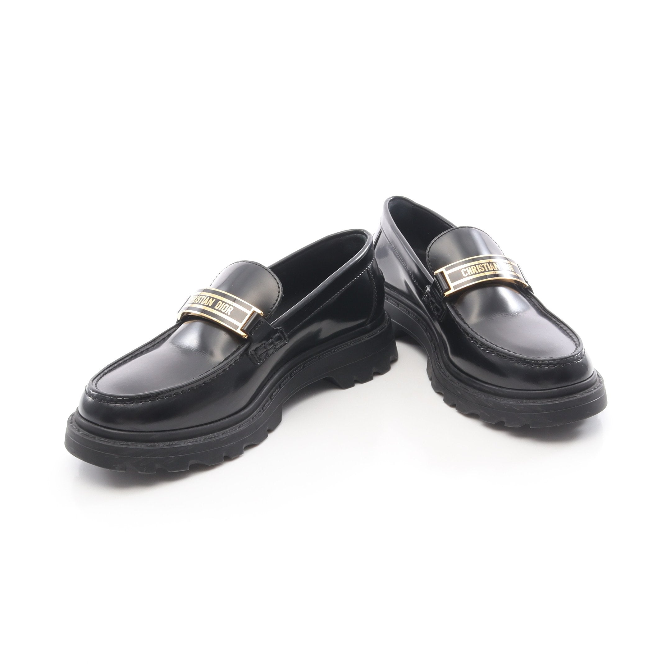 クリスチャンディオール　厚底　ローファー ローファー レザー ブラック クリスチャンディオール – RECLO
