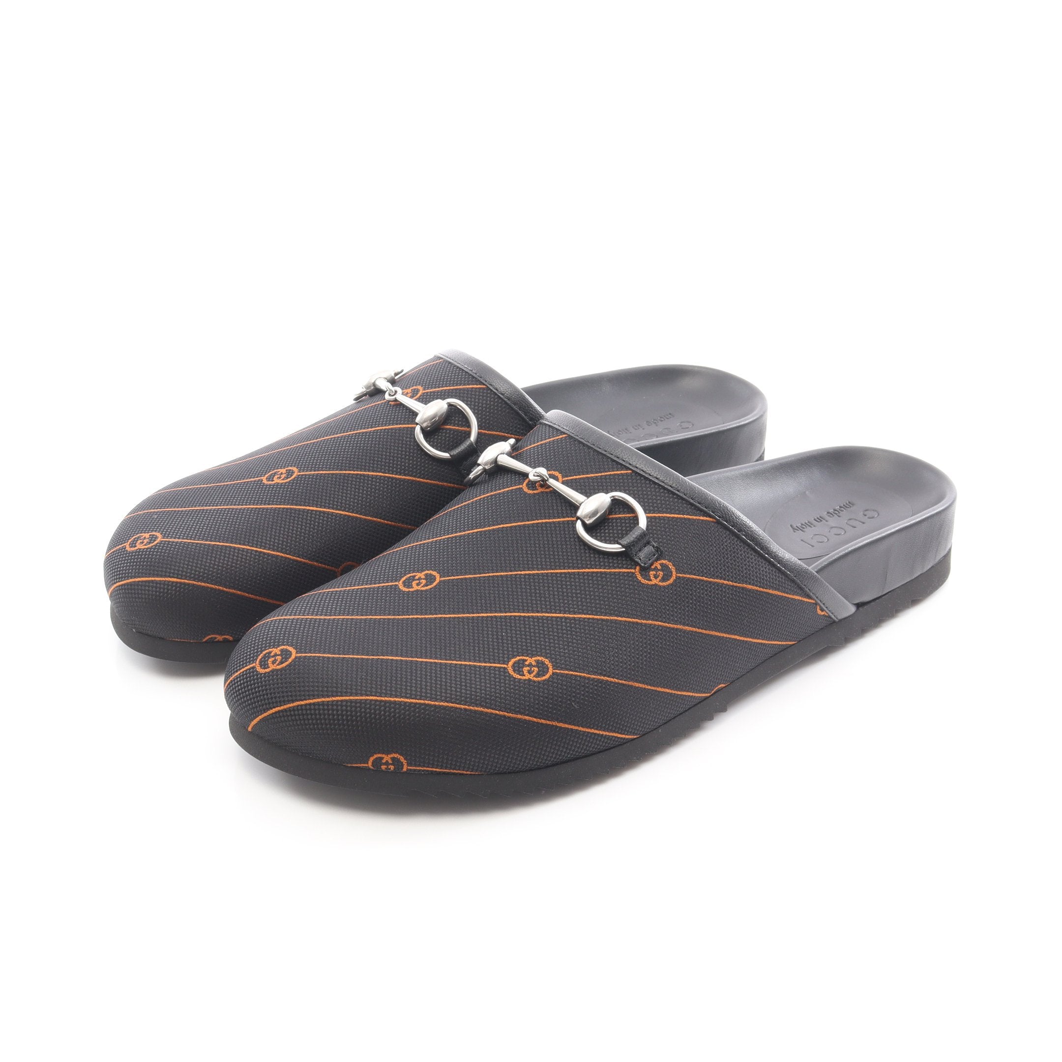 GUCCI グッチ ホースビット インターロッキング G レザー サンダル インターロッキングG ホースビット スリッパ サンダル キャンバス
