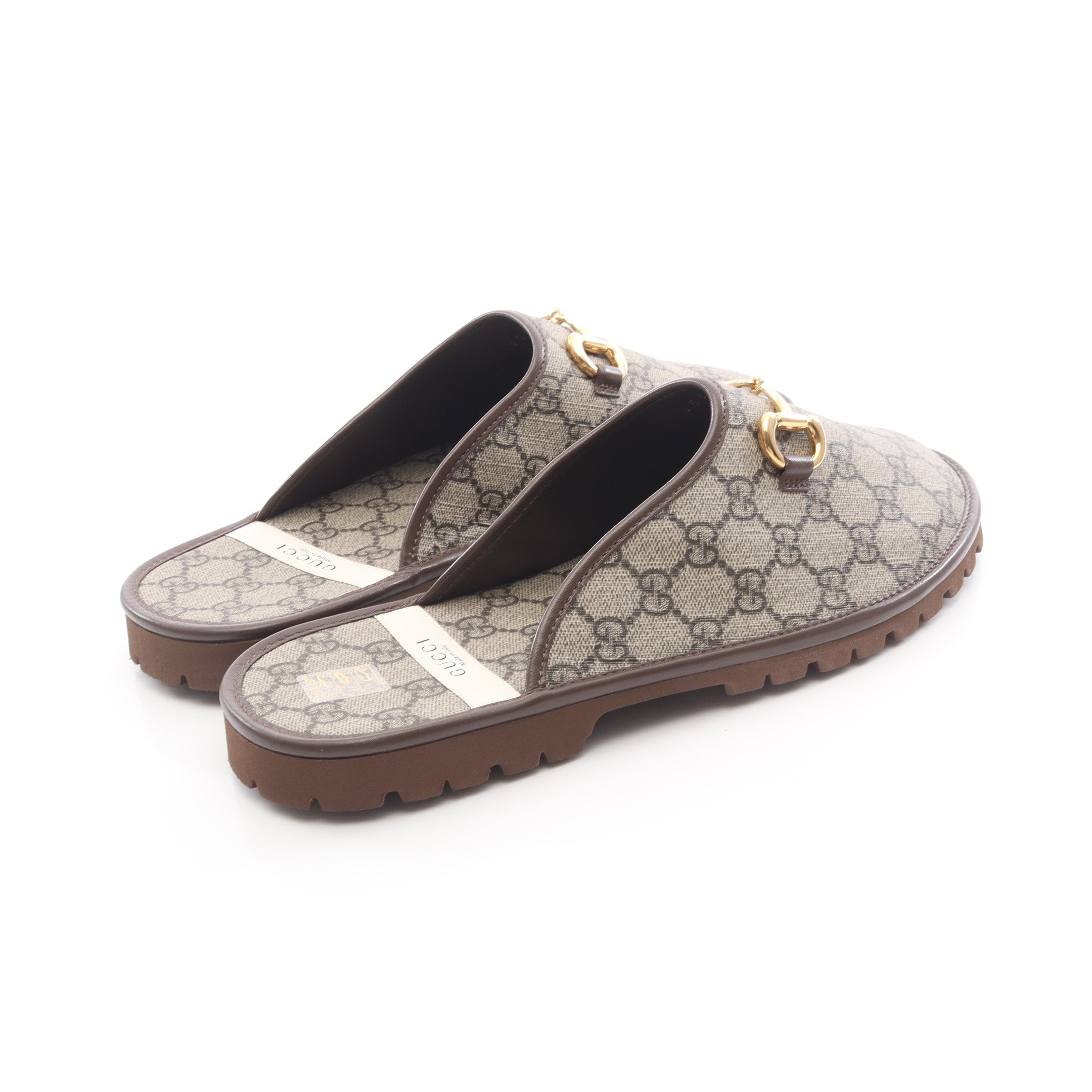 GGスプリーム ホースビット スリッパ サンダル PVC レザー ベージュ