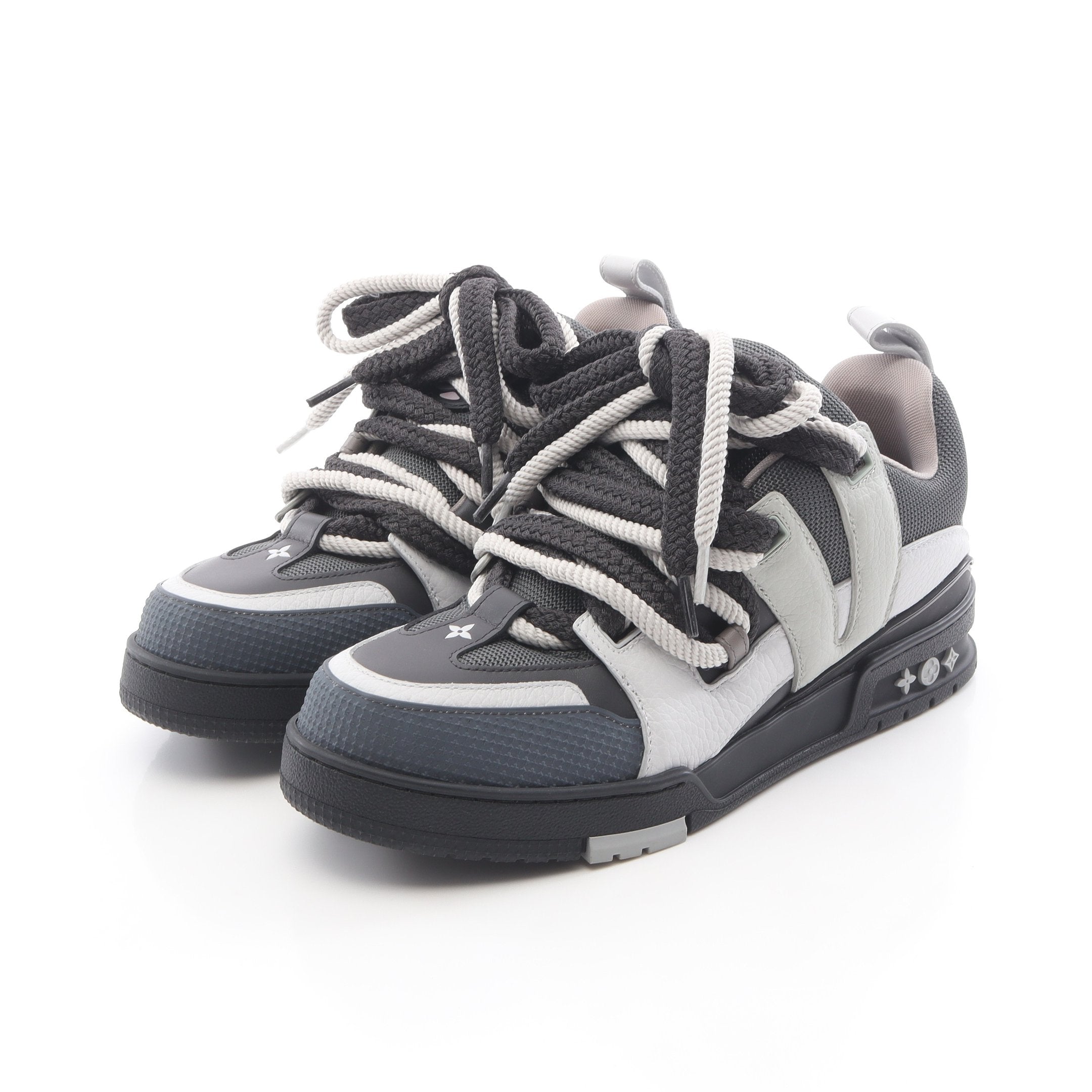 LVスケートライン スニーカー レザー ファブリック ブラック グレー