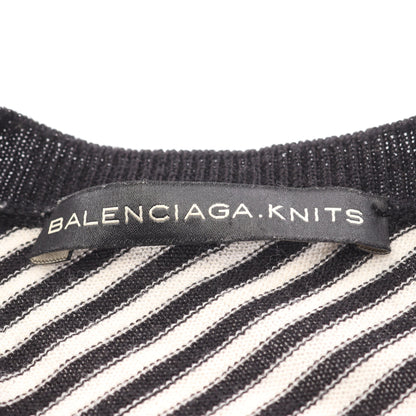 BALENCIAGA KNITS アンサンブル 五分袖 ストライプ ウール ブラック オフホワイト バレンシアガ トップス BALENCIAGA