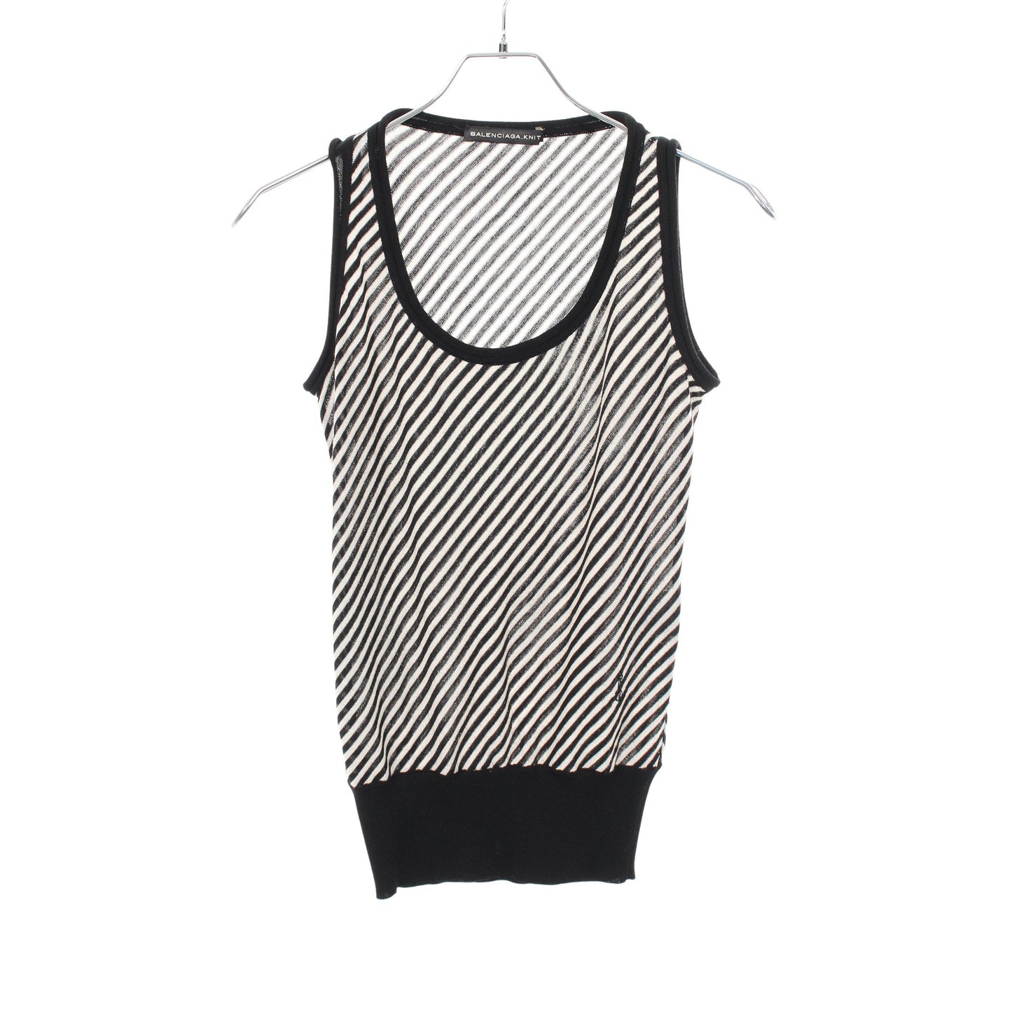 BALENCIAGA KNITS アンサンブル 五分袖 ストライプ ウール ブラック オフホワイト バレンシアガ トップス BALENCIAGA