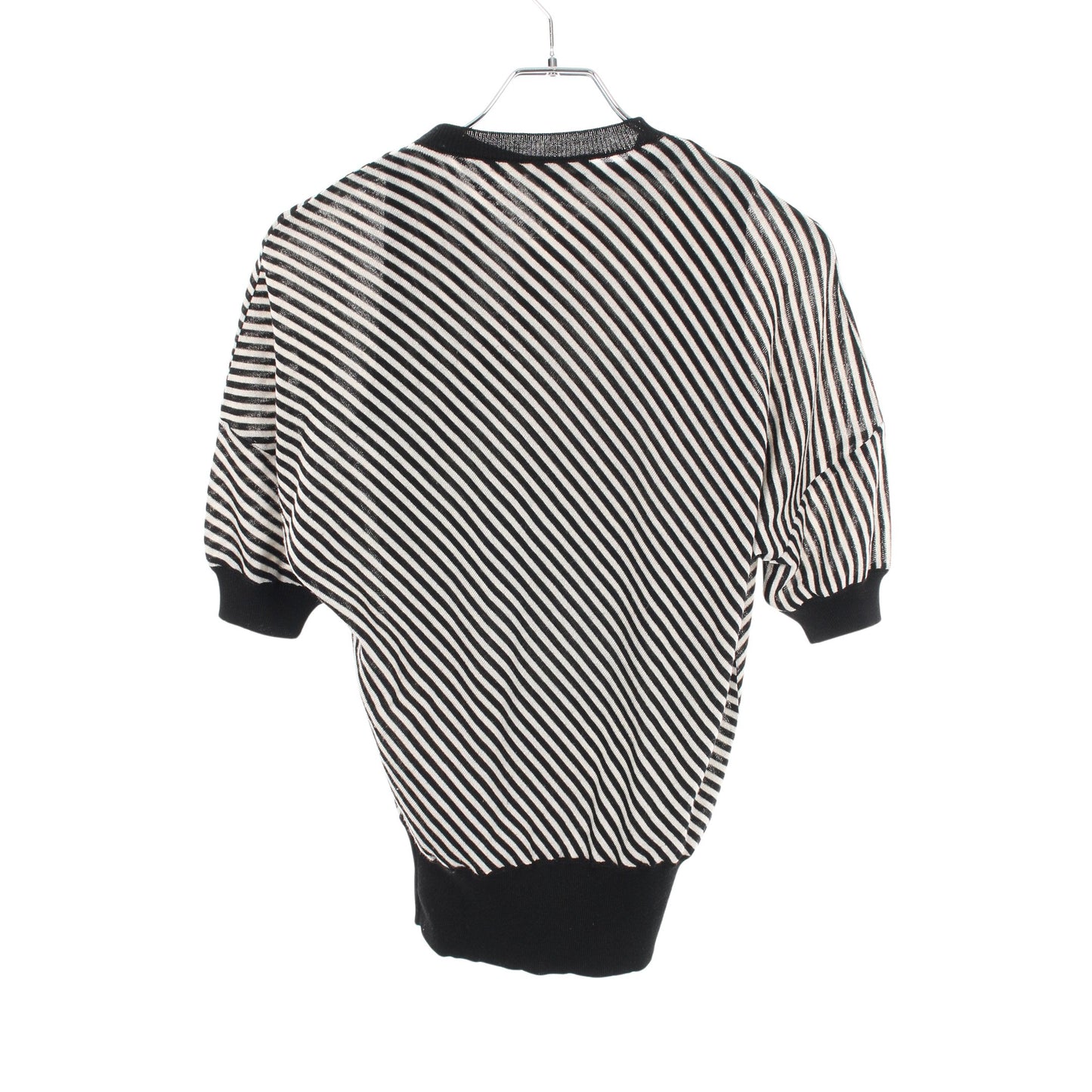 BALENCIAGA KNITS アンサンブル 五分袖 ストライプ ウール ブラック オフホワイト バレンシアガ トップス BALENCIAGA