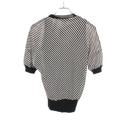 BALENCIAGA KNITS アンサンブル 五分袖 ストライプ ウール ブラック オフホワイト バレンシアガ トップス BALENCIAGA
