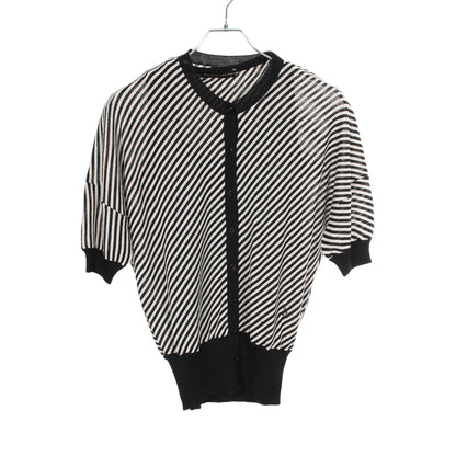 BALENCIAGA KNITS アンサンブル 五分袖 ストライプ ウール ブラック オフホワイト バレンシアガ トップス BALENCIAGA