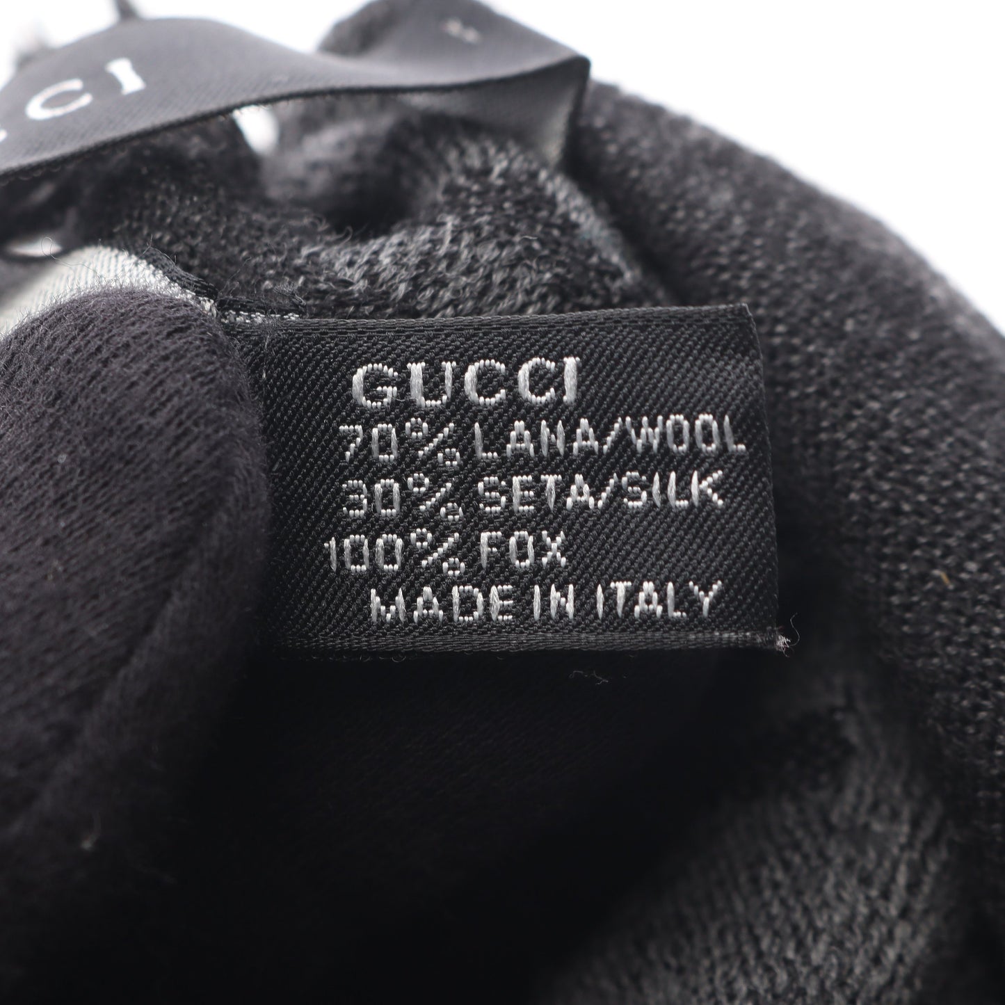 GG柄 ストール ショール ウール シルク ダークグレー フォックスファー付き グッチ 財布・小物 GUCCI