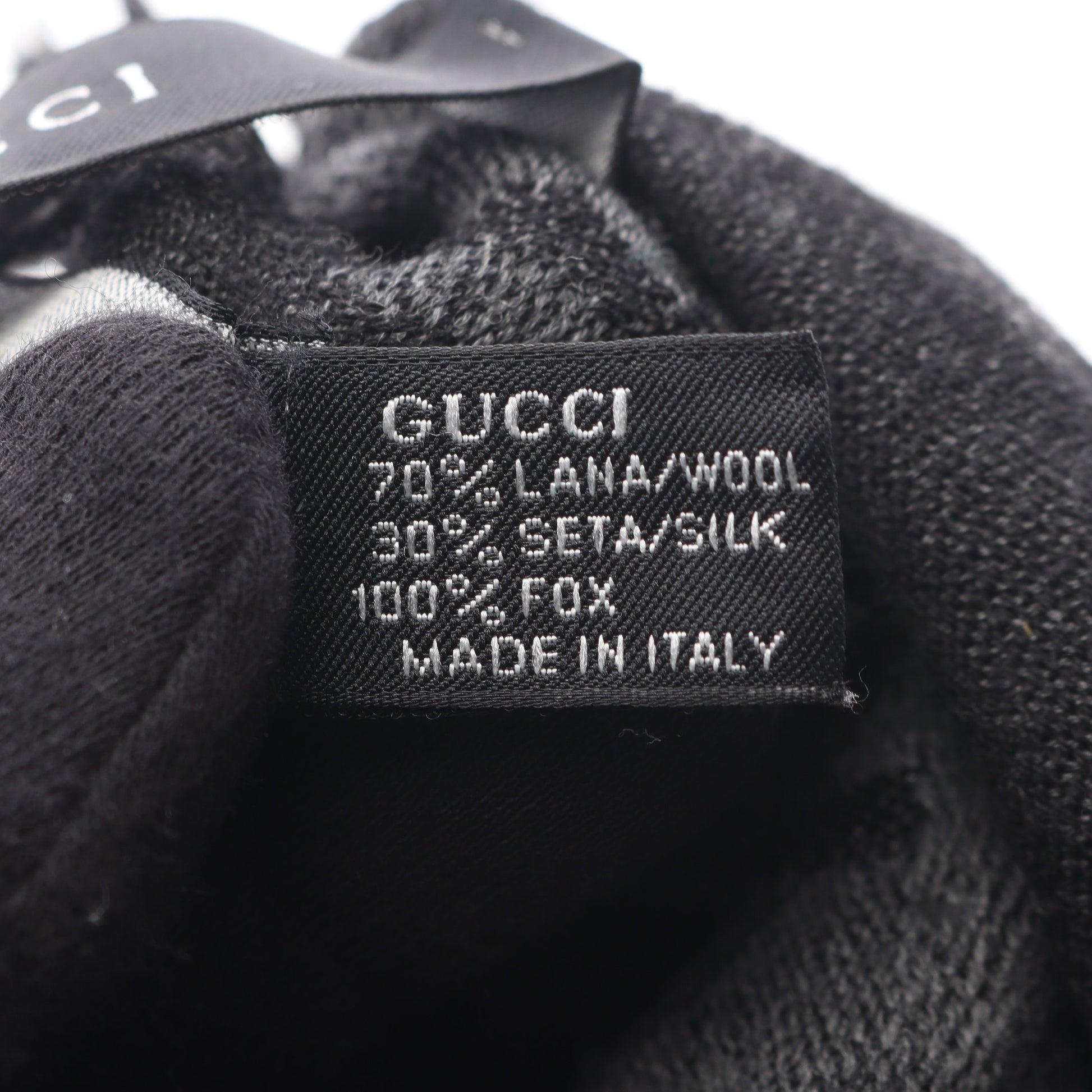 GG柄 ストール ショール ウール シルク ダークグレー フォックスファー付き グッチ 財布・小物 GUCCI