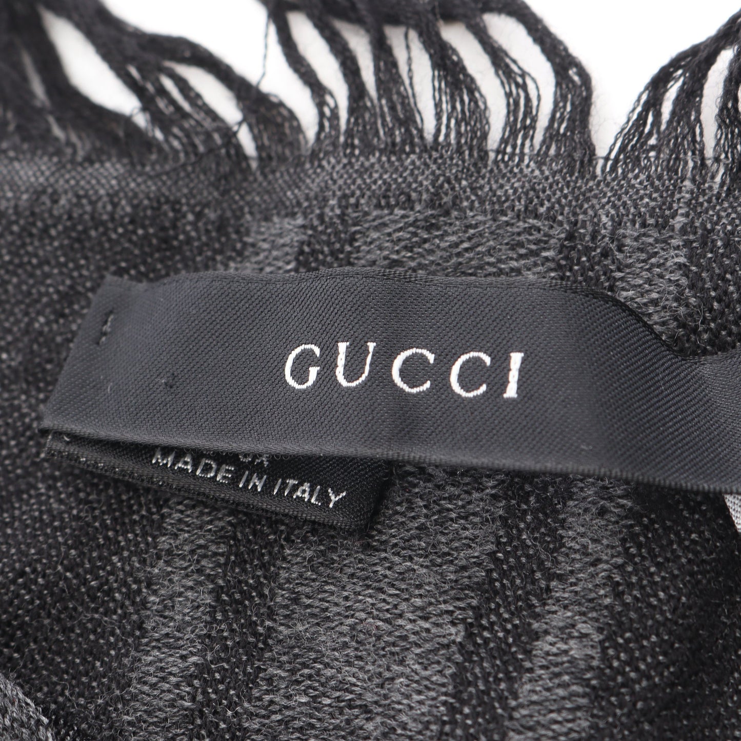 GG柄 ストール ショール ウール シルク ダークグレー フォックスファー付き グッチ 財布・小物 GUCCI