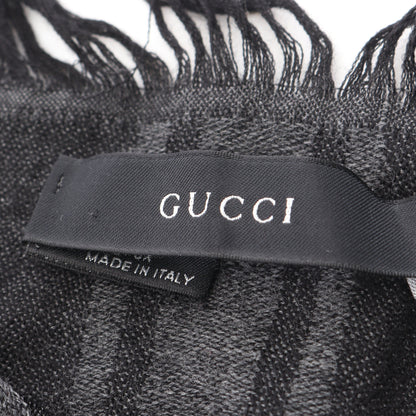 GG柄 ストール ショール ウール シルク ダークグレー フォックスファー付き グッチ 財布・小物 GUCCI