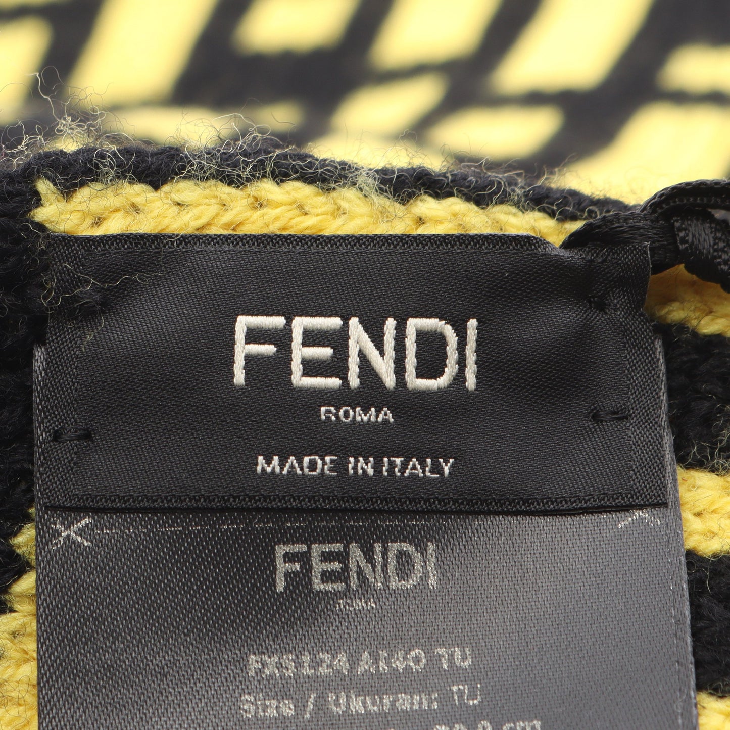 FFロゴ マフラー 総柄 ウール ブラック イエロー フェンディ 財布・小物 FENDI