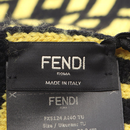 FFロゴ マフラー 総柄 ウール ブラック イエロー フェンディ 財布・小物 FENDI