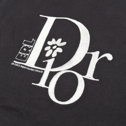 DIOR × ERL 長袖Tシャツ ロゴ刺繍 コットン ブラック ダメージ加工 ディオール トップス DIOR
