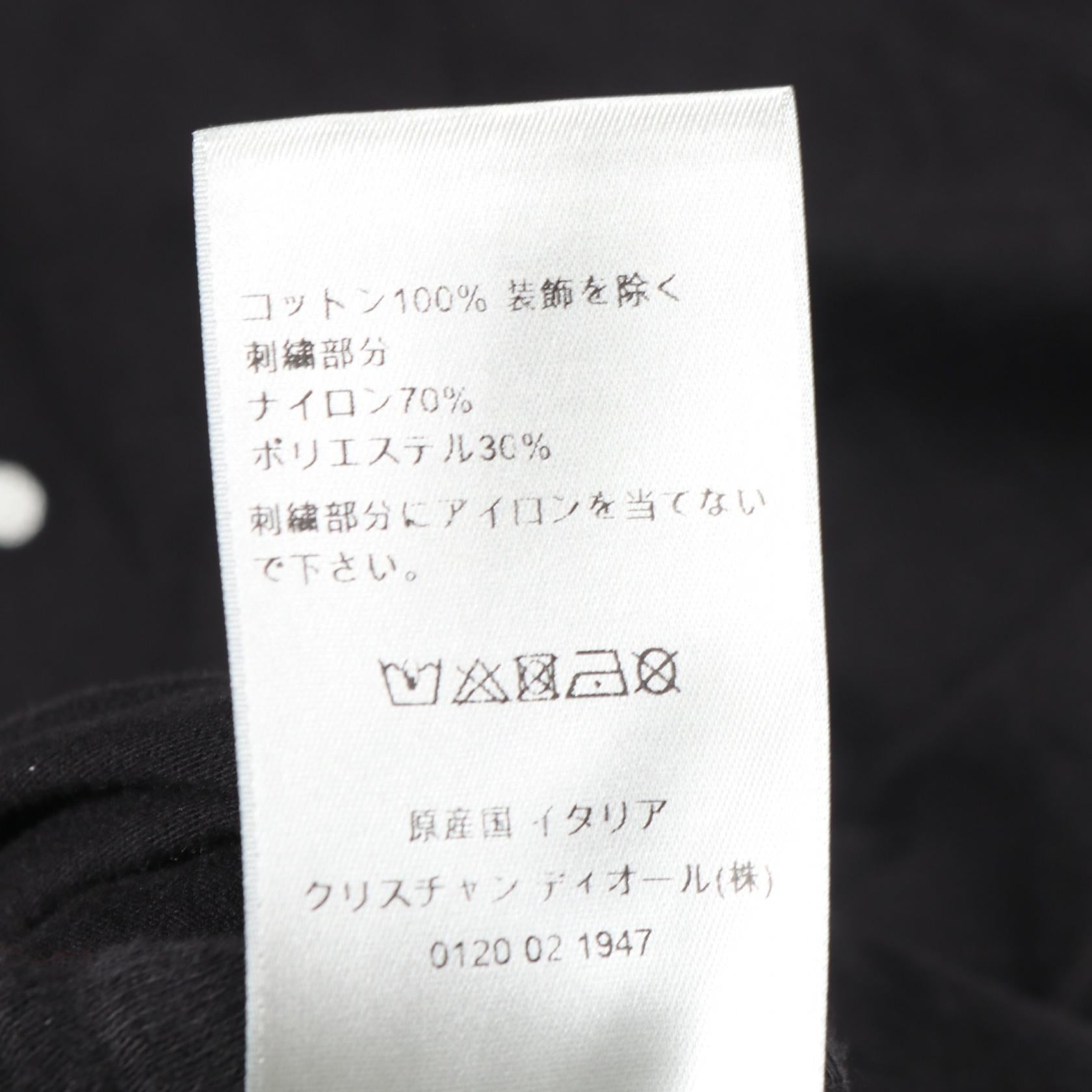 DIOR × ERL 長袖Tシャツ ロゴ刺繍 コットン ブラック ダメージ加工
