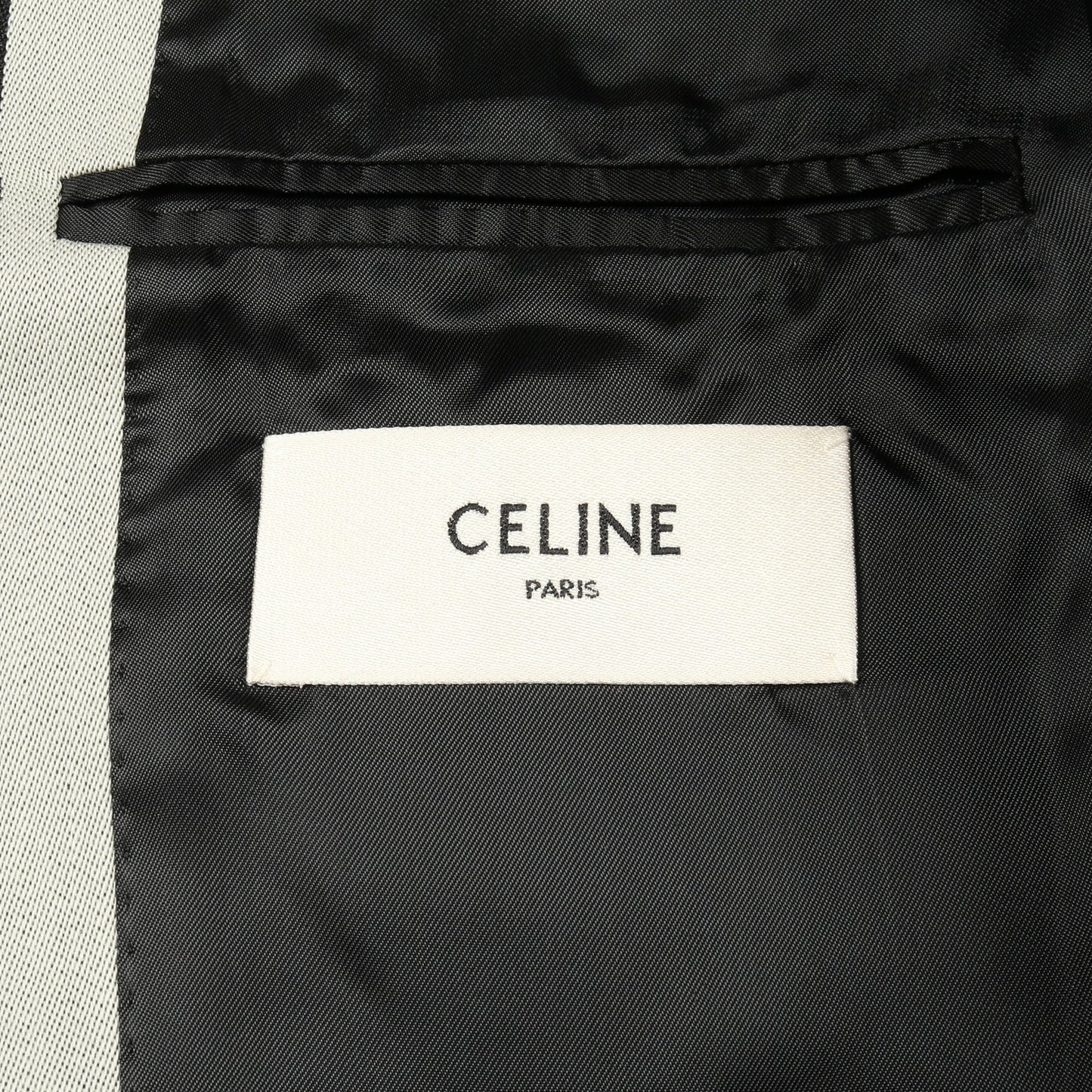 クロップド テーラードジャケット ストライプ ウール シルク グレー ブラック セリーヌ アウター CELINE