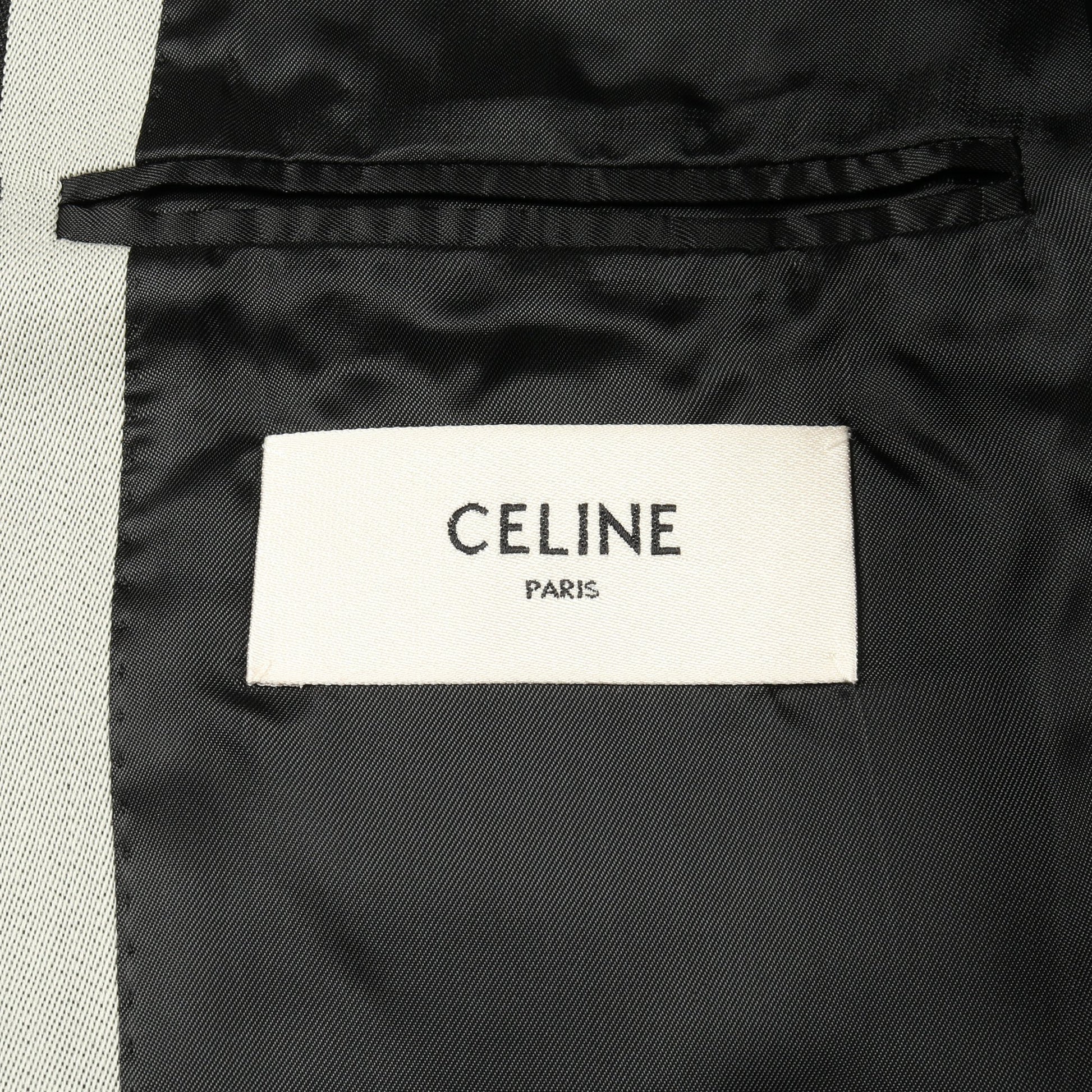 クロップド テーラードジャケット ストライプ ウール シルク グレー ブラック セリーヌ アウター CELINE