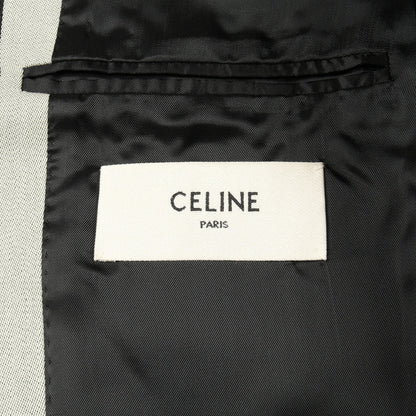 クロップド テーラードジャケット ストライプ ウール シルク グレー ブラック セリーヌ アウター CELINE