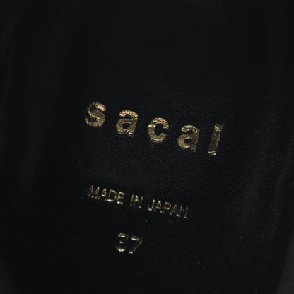 サイドゴアブーツ チェック ウール ネイビー イエロー サカイ シューズ sacai