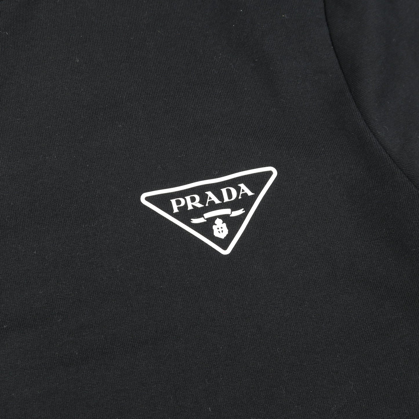 トライアングルロゴ スウェットシャツ クルーネック コットン ナイロン ブラック 切替 プラダ トップス PRADA