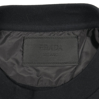 トライアングルロゴ スウェットシャツ クルーネック コットン ナイロン ブラック 切替 プラダ トップス PRADA