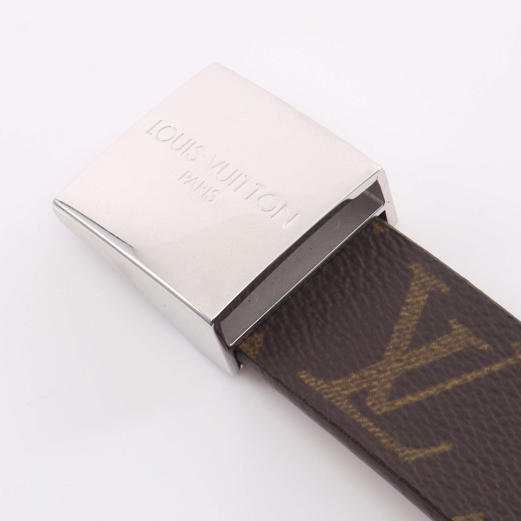 サンチュール キャレ モノグラム ベルト PVC レザー ブラウン ルイ