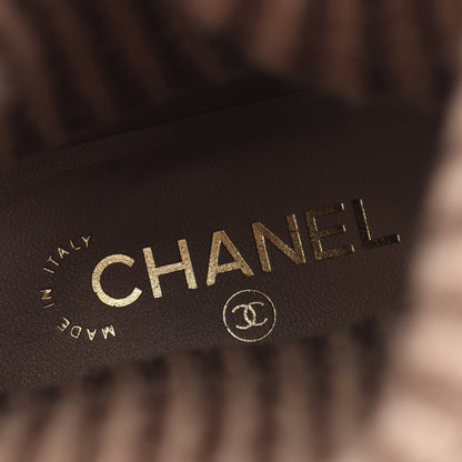 ココマーク ブーツ ニットファブリック スエード ベージュ ブラック シャネル シューズ CHANEL