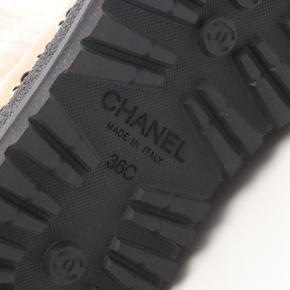 ココマーク ブーツ ニットファブリック スエード ベージュ ブラック シャネル シューズ CHANEL