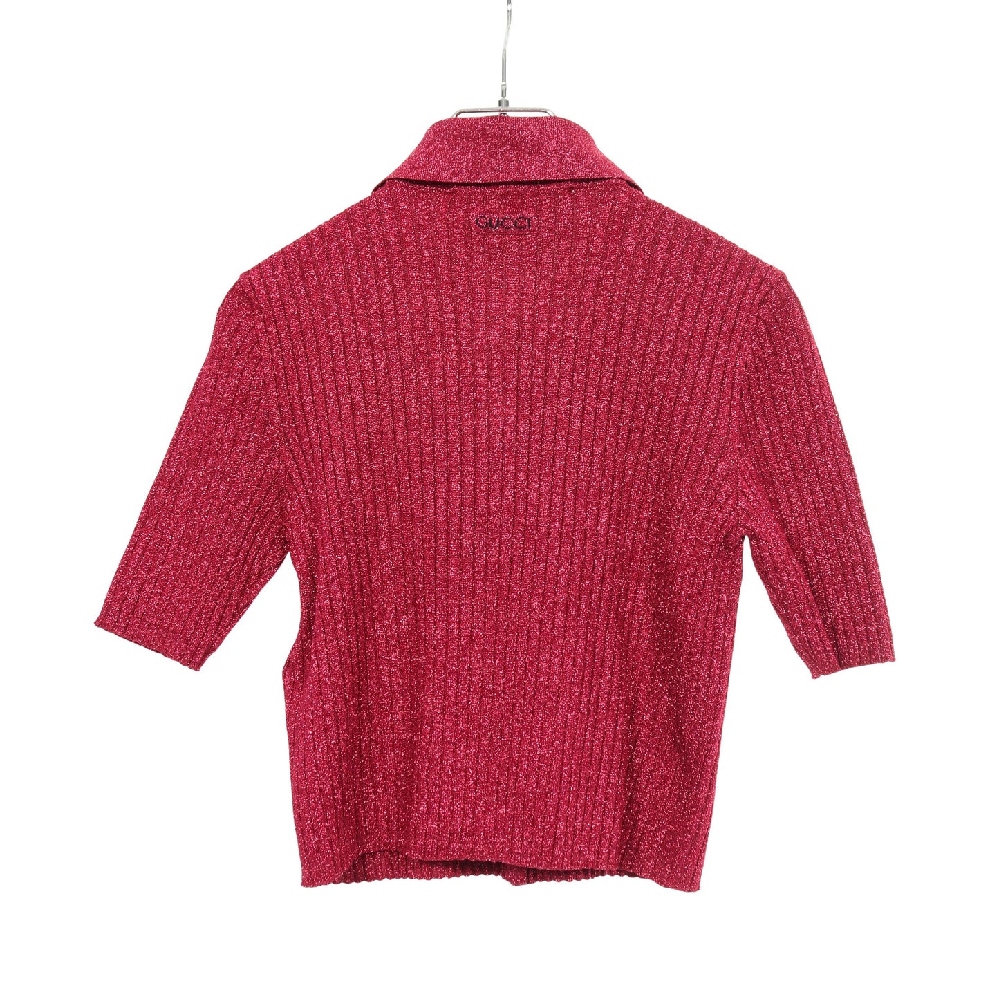 ニット 半袖 レーヨン ピンクパープル グリッター グッチ トップス GUCCI