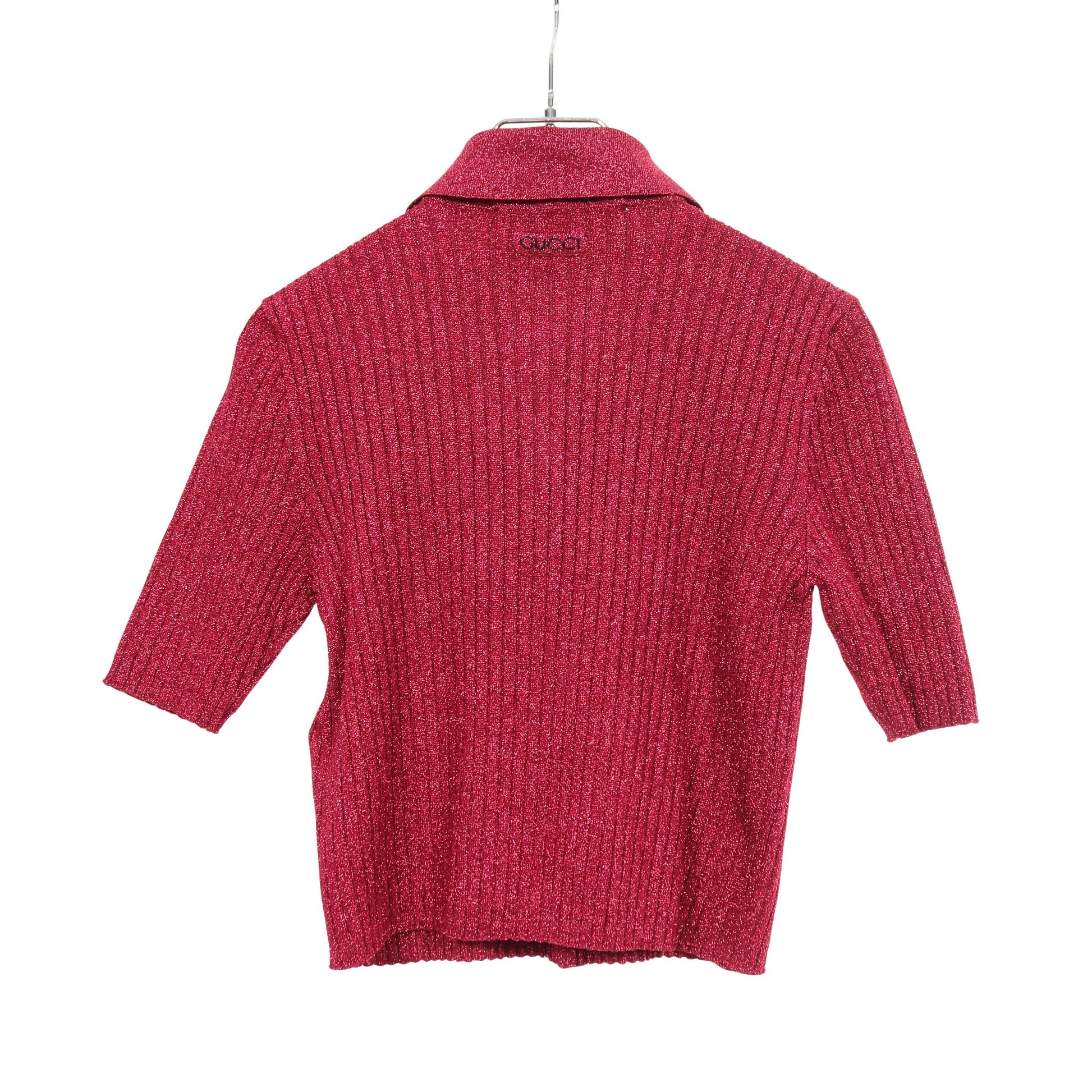 ニット 半袖 レーヨン ピンクパープル グリッター グッチ トップス GUCCI