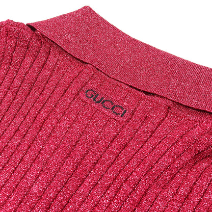 ニット 半袖 レーヨン ピンクパープル グリッター グッチ トップス GUCCI