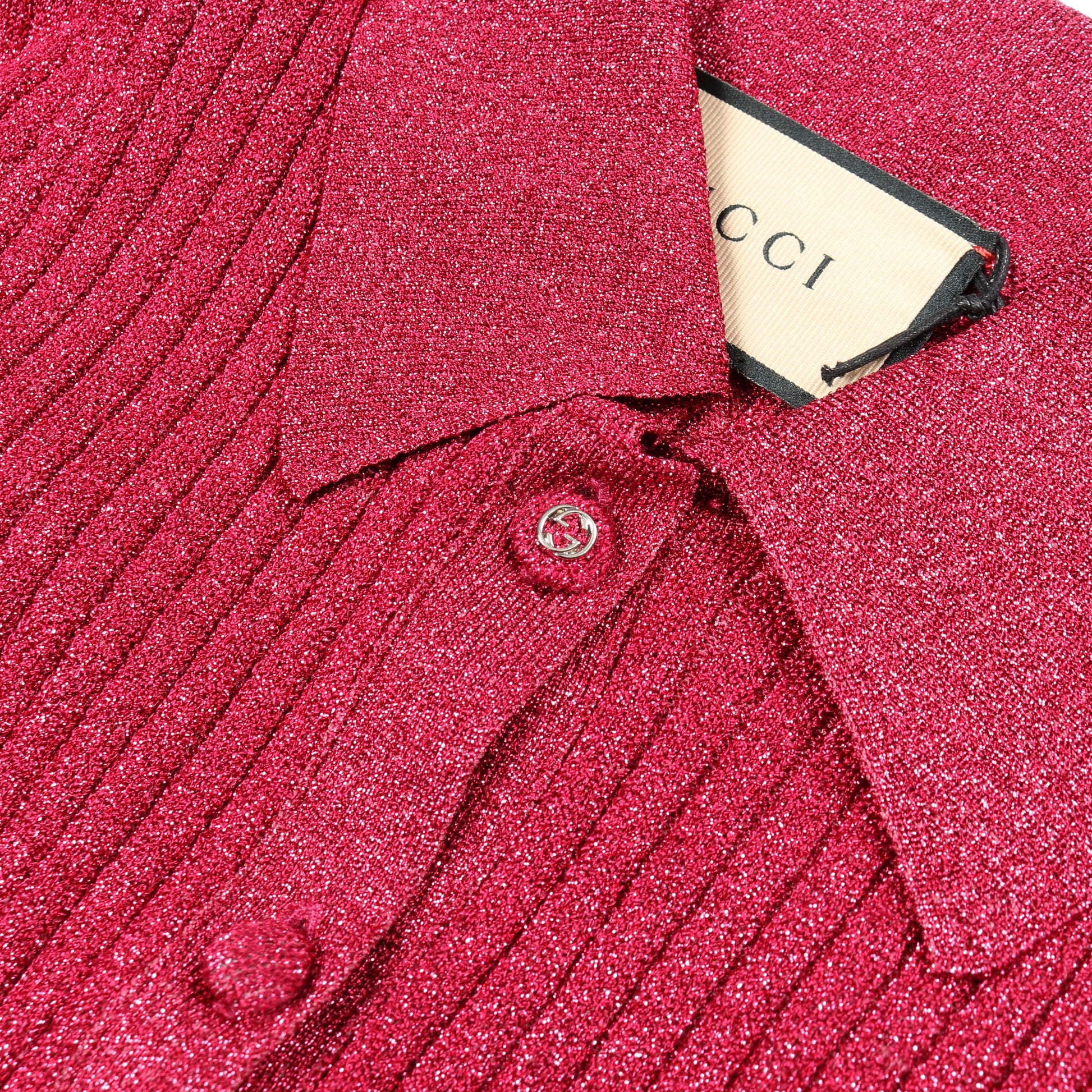 ニット 半袖 レーヨン ピンクパープル グリッター グッチ トップス GUCCI