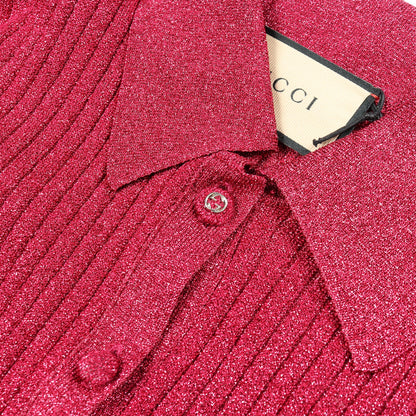 ニット 半袖 レーヨン ピンクパープル グリッター グッチ トップス GUCCI