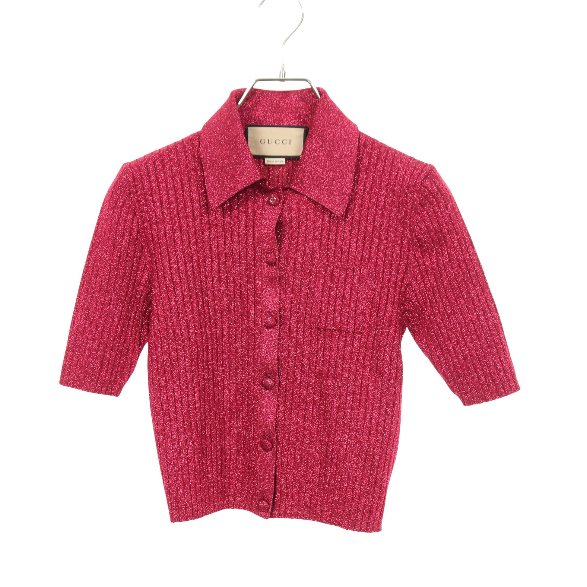 ニット 半袖 レーヨン ピンクパープル グリッター グッチ トップス GUCCI