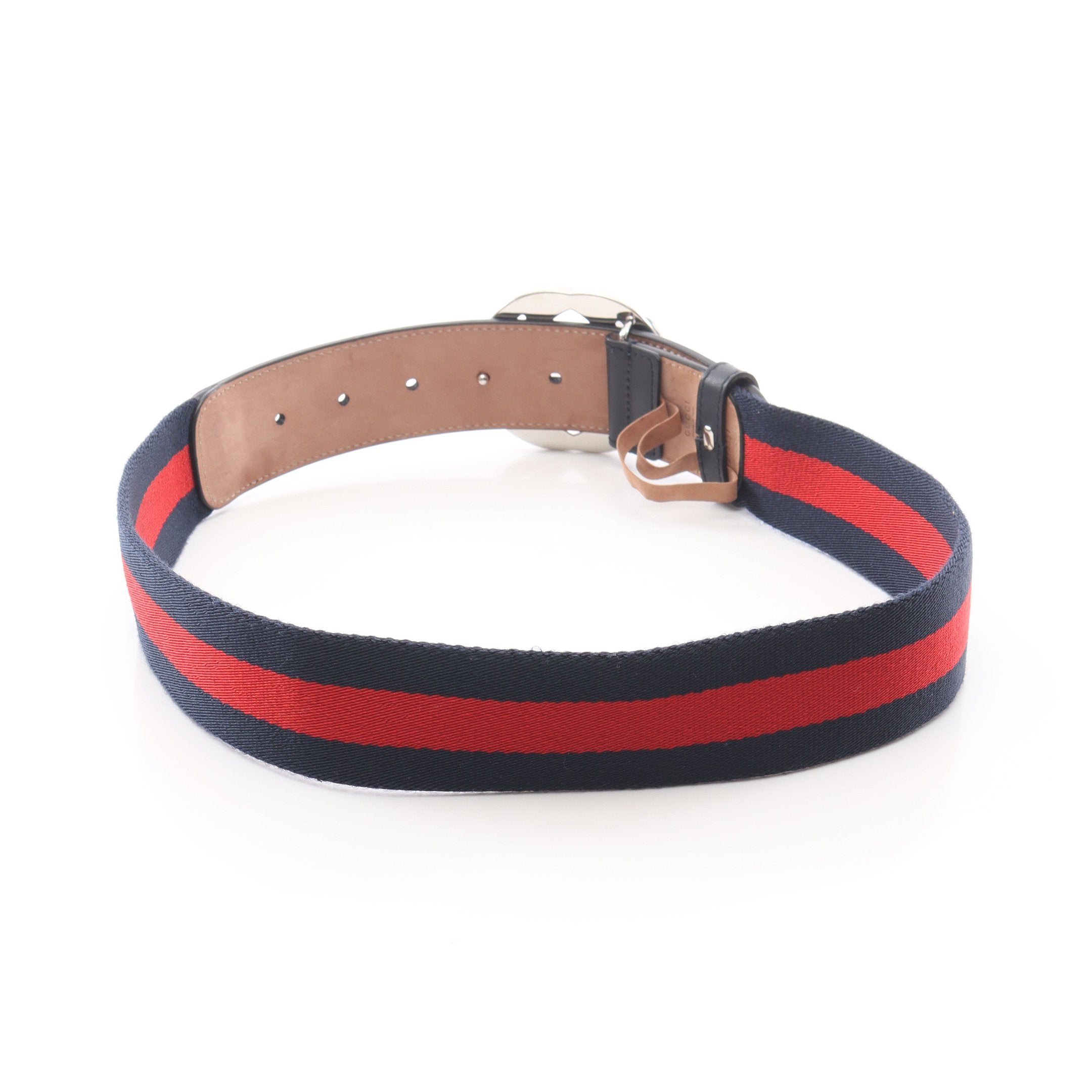 インターロッキングG シェリーライン ベルト ファブリック レザー