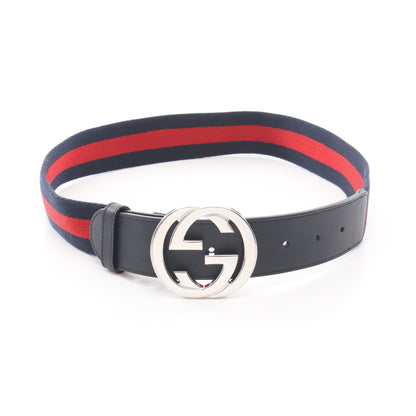 インターロッキングG シェリーライン ベルト ファブリック レザー ネイビー レッド ブラック グッチ 財布・小物 GUCCI