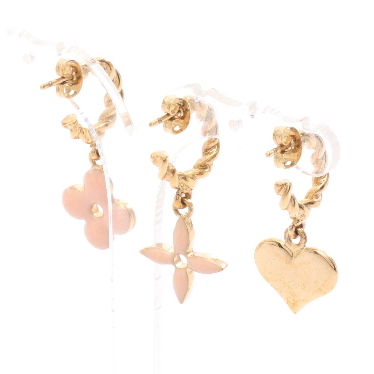 ブークルドレイユ スウィートモノグラム ピアス GP ゴールド ピンク ブルーグレー 3点セット ルイヴィトン アクセサリー LOUIS VUITTON