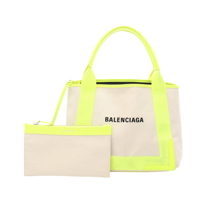 NAVY CABAS S ネイビーカバ ハンドバッグ トートバッグ キャンバス レザー アイボリー イエロー ネオンカラー バレンシアガ バッグ BALENCIAGA